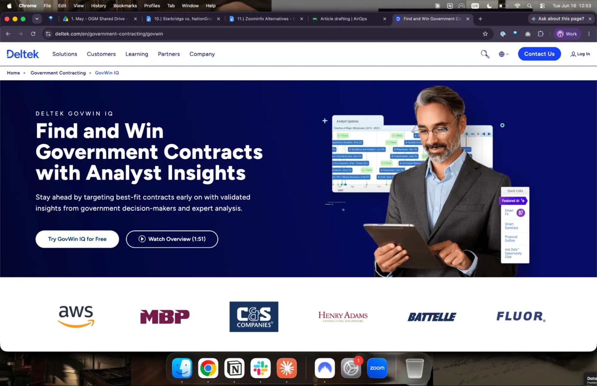 GovWin by Deltek government market intelligence platform